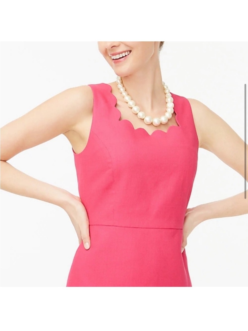 NWT J. Crew Scallop Hot Pink Mini Dress Size 6 Barbie Scalloped Hem - Picture 8 of 8